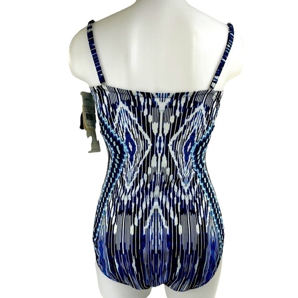 Profile by Gottex Bandeau One Piece Blue Multi Colored Swimsuit - Picture 7 of 16